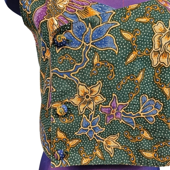 White Rice Bali Jewel Tone Button Wrap Crop Top Size Large Women's‎ - Picture 3 of 8